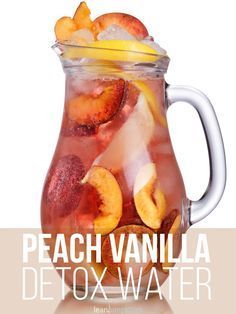 peach vanilla detox water - the happiness booster Lactation Smoothies, Diet Cleanse, Anti Inflamatory, Natural Detox Drinks, Tasty Drinks, Water Benefits