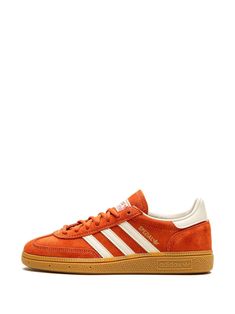 Adidas Handball Spezial "Preloved Red/Cream White" Sneakers - Farfetch Retro Sneakers With Three Stripes And Round Toe, Retro Orange Sneakers With Gum Sole, Adidas Handball Spezial, Adidas Handball, Versace Outfit, Chanel 2, Loafer Mules, Flat Boots, Ballet Flat Shoes