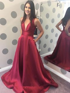 A Line V Neck Burgundy Satin Long Prom Dresses with Pocket, V Neck Burgundy Formal Graduation Evening Dresses Cheap Red Prom Dresses, Puffy Prom Dresses, Prom Dresses Burgundy, Red Prom Dresses, Prom Dresses With Pockets, V Neck Prom Dresses, Burgundy Prom Dress, Elegant Prom Dresses, Formal Dresses Gowns