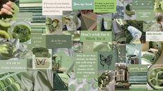 a collage of green and white items with words written in the middle, including text that reads don't wish for it work for it