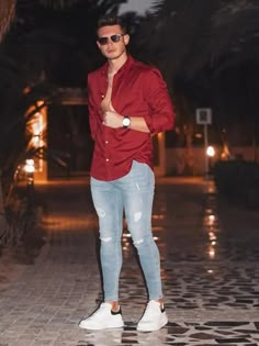 Mens Date Night Outfit, Red Shirt Outfit, Red Shirt Outfits, Pink Check Shirt, Vest Outfits Men, Red Checked Shirt