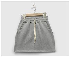 Lasaky - Elastic High-Waisted Drawstring Sexy Short Skirt Comfortable Casual Bodycon Skirt Design Aesthetic Half-Length Skirt Spring Drawstring Short Mini Skirt, Casual Mini-length Skort With Drawstring, Casual Gray Lined Mini Skirt, Gray Stretch Short Skirt, Gray High-waist Lined Mini Skirt, Bodycon Casual, Wrap Around Skirt, Gray Skirt, Body Con Skirt