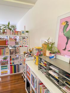 a room filled with lots of books and toys