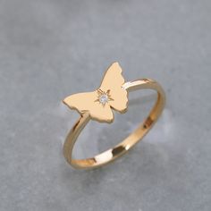 ★14K Solid Gold Butterfly Ring, 925 Sterling Silver Butterfly Ring, North Star Ring, Graduation Gift, Dainty Ring, Mother's Day Gift, Valentine's Day Gift★ ▷ MATERIAL ★ All of our 10K, 14K, 18K Jewelry are Solid Gold. ( Not Gold Filled or Gold Plated ) ★ All of our silver jewelry is 925 sterling silver and 14 carat gold plated. (Our white silver jewelry is rhodium plated.) ▷ PRODUCTION AND PACKAGING ★ Our jewelry is handmade. It is specially prepared for you in the dimensions you want upon order Star-shaped Diamond Ring Gift, Fine Jewelry Butterfly Ring As Gift, Butterfly Shape Fine Jewelry Rings As Gift, Butterfly Shaped Fine Jewelry Ring For Gift, Fine Jewelry Butterfly Rings, 14k Gold Butterfly-shaped Rings As Gift, 14k Gold Butterfly Rings For Gifts, 14k Gold Butterfly Ring As Gift, Diamond Star Ring For Gift