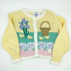 Vintage Nwt Deadstock 1990s Heartstrings Kids Toddler Easter Cardigan. Aquired From A Children’s Boutique Long Ago. Please Check Measurements For Vintage Sizing Sometimes Differs From Modern Sizing! Size: 3t Pit To Pit: 12in Top To Bottom: 13in Sleeve: 18in Vintage Sweater Toddler, Cute Yellow Sweater For Fall, Cute Yellow Fall Sweater, Spring Cotton Cardigan For Playtime, Spring Playtime Long Sleeve Cardigan, Spring Long Sleeve Cardigan For Playtime, Cute Spring Cardigan For Playtime, Playful Cotton Cardigan For Spring, Spring Cotton Sweater For Playtime