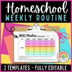 a clipboard with the words homeschool weekly routine on it