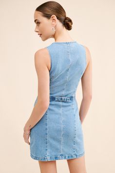 Rent Dallas Mini Dress from Nuuly. Pick 6 items for $98/month. Free shipping + returns. Chic Fitted V-neck Denim Dress, Fitted Dress With Back Zipper For Day Out, Elegant Sleeveless Denim Dress For Summer, V-neck Denim Dress For Work, Elegant Sleeveless Summer Denim Dress, Chic Belted Denim Dress For Summer, Summer Mini Dress With Back Zipper For Work, Chic Denim Dress For Work, Spring Bodycon Dress With Back Zipper