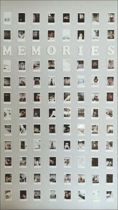 a white wall with many pictures and words written on it, all over the place