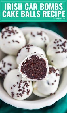 a white bowl filled with cake balls covered in chocolate sprinkles