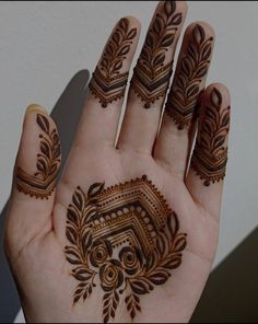 a woman's hand with henna tattoos on it