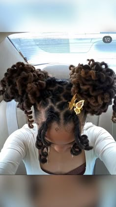 Loc Styles With Flowers, Picture Day Loc Styles, Loc Hairstyles Bun, Dread Loc Hair Styles, Cute Locs Styles, Braided Locs Styles, Curly Loc Hairstyles, Cute Hairstyles For Dreads, Braided Loc Hairstyles