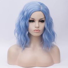 Best Price Guarantee! FREE wig cap with every wig purchase, SAVE $15. FREE Australia Wide Standard delivery, SAVE at least $10. Materials: Premium heat resistant synthetic fiber, can be styled by heat up to 160 o C Wig cap: Average cap size which comes with adjustable strap Melbourne based wig store and offers next business day fast dispatch service for all online orders. I LOVE WIGS enhance you look no matter what the occasion with our hand made amazing wig!  Here at I LOVE WIGS You will find t Short Bob Wavy, Bob Wavy, Short Wavy Bob, Celebrity Wigs, Anime Wigs, Women Cosplay, Curly Bob Wigs, Blue Wig, Halloween Wigs