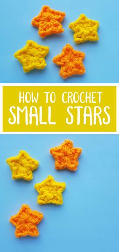 how to crochet small stars on a blue background