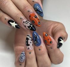 Coraline Nail Ideas, Coraline Inspired Nails, Coraline Nails Art, Coraline Nails, Halloween Nail Ideas, Cute Simple Nails, October Nails, Really Cute Nails