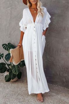 Fairy Air Fluttering V-neck Ruffle Sleeves Dress Ruffle Sleeve Dress, Style Upgrade, Sleeves Dress, Neck Ruffle, Ruffle Sleeves, Shoulder Length, Neck T Shirt, Fitness Fashion, Colorful Dresses