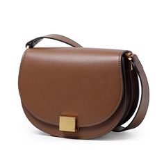 Cowhide Wide Shoulder Strap Saddle Bag Single Shoulder Diagonal Semicircle Bag - Trendha European Women, Caramel Color, Saddle Bag, Dress Size Chart, Leather Material, Bag Pattern, Cut And Style, Leather Craft, Leather Fashion