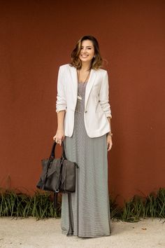 Dress With Blazer Outfit, Dress Western, Boho Office, 40 Fashion Women, Look Office, Maxi Outfits, Modest Summer Outfits, Office Casual Outfit, Casual Outfit Inspiration