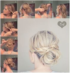 Messy Braid Bun for Medium Hair: Updos Tutorials Updo Hairstyles Tutorials, Messy Bun With Braid, Easy Updo Hairstyles, Blonde Hair Extensions, Messy Updo, Up Dos For Medium Hair, Braided Bun, Mid Length Hair, Hair Updo