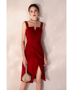 Shop Slim Fit Burgundy Little Red Party Dress With Side Slit online. All instock with free shipping. Pro since 2009. Red Party Dress, Backless Homecoming Dresses, Simple Homecoming Dresses, Burgundy Homecoming Dresses, Hoco Dresses Tight, Cheap Homecoming Dresses, Red Party, Bridesmaid Dress Sizes, Sweet 16 Dresses