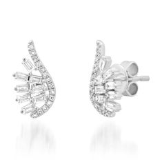 Diamond Baguette Angel Wing Stud Earrings    * Diamonds .36cw   * 14k White Gold   * Posts   * P-5667 Angel Wing Stud Earrings, Baguette Diamond Earrings, Earrings Diamonds, Diamond Baguette, Baguette Diamond, Diamond Earrings Studs, Diamond Earrings, Diamonds, White Gold