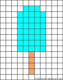 an ice cream cone is shown in blue and orange squares on a white background,