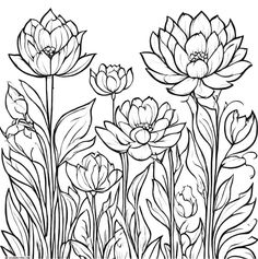 flowers coloring pages for adults and kids to print out on the table or use as wallpaper