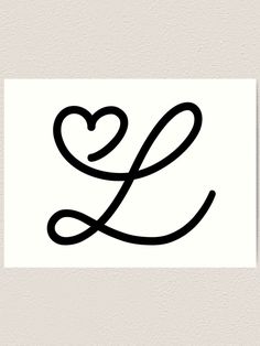 the letter l with a heart in it's center on a white paper background