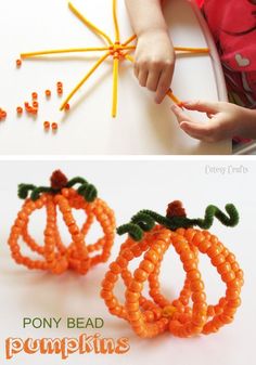 this is an easy pumpkin beaded craft for kids