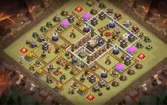 an image of a clash base with many items