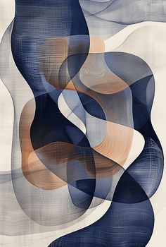 an abstract painting with blue, brown and white colors