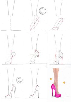 how to draw high heel shoes step by step with pictures and instructions for beginners