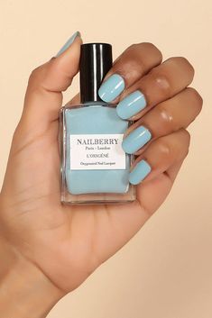 Pastel Powder-blue Opaque Whoever said blues are brooding hasn't met this powder-soft pastel. Fresh, jaunty and fun, one glance of it brings to mind sophisticated summertime gatherings and blissful sea vistas. Pair with picnic, wedding or party wear for pure polish perfection. From the first sweep, this ultra-light, specially developed formula glides onto your nails with ease, bestowing a precise, dazzling and opaque finish. Boost its staying power with a finishing sweep of Shine & Breathe Top C Nail Lacquer Design, Blush Nail Polish, Nails Healthy, Natural Nail Polish, Blush Nails, Picnic Wedding, Nail Varnish, Nail Polish Remover, Cotton Pads