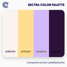 the color palette is shown in shades of purple, yellow and green with text that reads sec