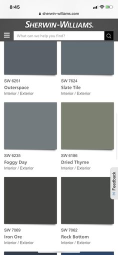 the color scheme for sherylin williams's paint colors