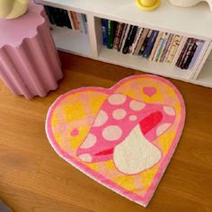 Pink Strawberry Floor Mat Strawberry Rug, Rugs Aesthetic, Sims 4 Blender, Carpet Cartoon, Cartoon Room, Cute Milk, Orange Mushroom, Floor Door, Luxurious Rugs