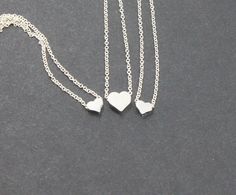 Mother Daughter Silver Heart Necklace Set 2345 by ElseJewelry Simple Silver Heart Necklace For Valentine's Day, Tiny Silver Necklaces For Mother's Day, Tiny Silver Necklace For Mother's Day, Silver Simple Heart Necklace For Gift, Simple Silver Heart Necklace As Gift, Simple Silver Heart Necklace For Anniversary, Simple Silver Heart Charm Necklaces, Simple Silver Heart Necklace For Gift, Minimalist Silver Heart Necklace For Mother's Day