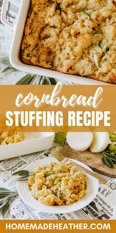 cornbread stuffing recipe in a casserole dish