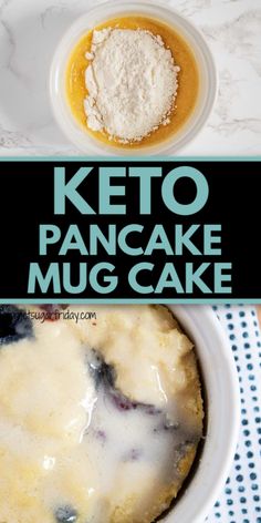 keto pancake mug cake in a white bowl