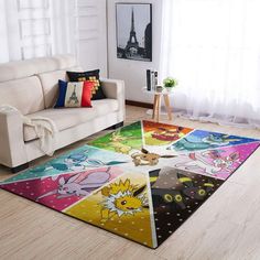 an area rug with pokemon pictures on it