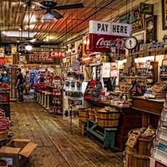 the inside of a store filled with lots of items