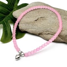 This cute bead anklet with 4mm frosted glass beads and metal spacer beads features a cute little silver plated chubby heart charm, and is thread on strong elastic. Choose from 6 fresh summer colours and sizes from Child/XS all the way up to 4XL. There's a perfect fit for everyone! The anklets are lightweight and allergy friendly, and so comfortable you can wear them all day. Cheap Pink Beaded Anklets, Bead Anklet, Summer Colours, Medic Alert Bracelets, Stretch Ring, Fresh Summer, Beaded Anklets, Wish Bracelets, Personalized Bracelets