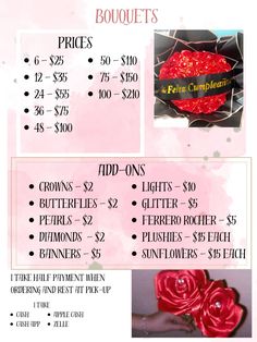 a flyer for the valentine's day sale is shown in pink and red colors