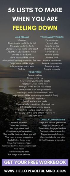 When you are down...make these lists... Nasihat Yang Baik, 1000 Life Hacks, Free Workbook, Vie Motivation, Motiverende Quotes, Mental Training, Lists To Make