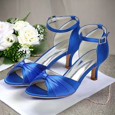 Category:Wedding Shoes,Heels; Upper Materials:Satin; Lining Materials:Leather; Embellishment:Bowknot; Season:Spring,Summer; Heel Type:Stiletto; Gender:Women's; Size Suggestion:standard size, select your usual size; Toe Shape:Round Toe; Style:Elegant; Heel Height(inch):>5; Outsole Materials:Rubber; Occasion:Wedding,Party; Closure Type:Buckle; Listing Date:05/16/2024; Production mode:External produce; 2024 Trends:Dress Shoes; Heel Height:Mid Heel Round Toe Sandals For Banquet In Summer, Summer Banquet Sandals With Round Toe, Summer Sandals With Round Toe For Banquets, Summer Banquet Heels, Fitted High Heel Wedding Shoes For Banquets, Fitted High Heel Wedding Shoes For Banquet, Fitted Wedding Shoes For Spring Banquet, Spring Wedding Shoes For Banquet, Summer Wedding Open Toe Shoes For Banquet