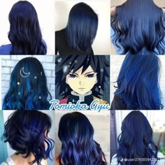 Inosuke Hair Dye, Anime Inspired Hair Color, Giyuu Hair Down, Anime Hair Color Ideas, Demon Slayer Hair Styles, Kny Hair, Demon Slayer Hair, Anime Hair Color