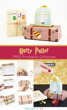 harry potter free printable giftboxes with instructions to make them look like they are in a birdcage