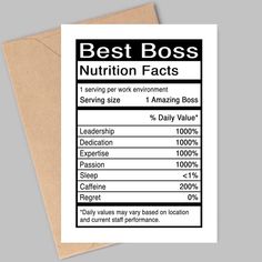 a card that says best boss nutrition fact