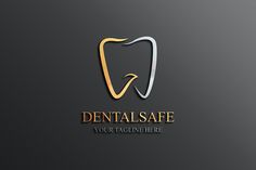 dentalsafe logo design with gold and silver color on black background for dentists