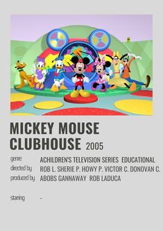 the mickey mouse clubhouse poster for children's television series educational, featuring cartoon characters