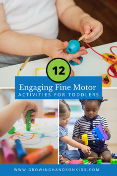 Collage of fine motor activities for toddlers, including threading beads, coloring, and building with blocks, showcasing engaging ways to support development.